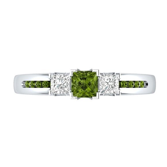 New 925 Silver Peridot White Sapphire Ring - Picture 3 of 4